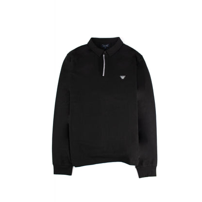 Armani Jeans Silver Trim L/s Polo Black