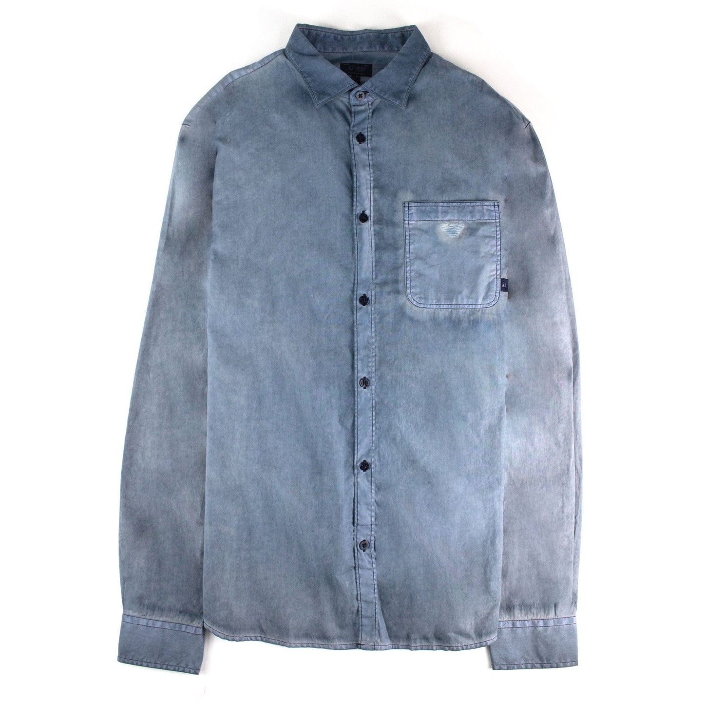 Armani Jeans Cotton Denim L/s Shirt Blue Avio