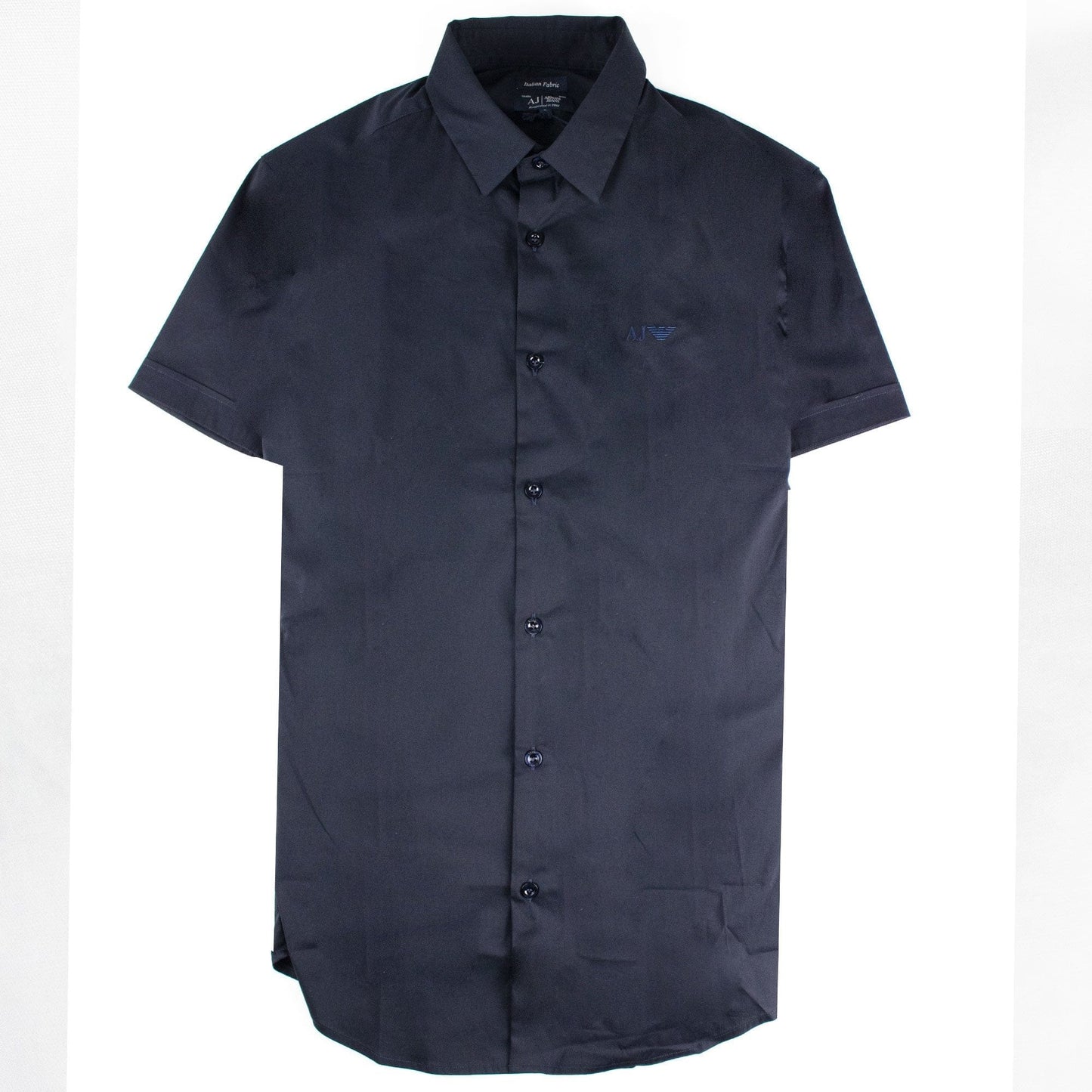 Armani Jeans Logo Italian Fabric S/s Shirt Navy Blue