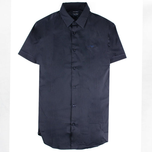 Armani Jeans Logo Italian Fabric S/s Shirt Navy Blue