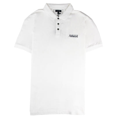 Armani Jeans Chest &amp; Back Logo S/s Polo White