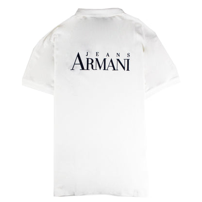 Armani Jeans Chest &amp; Back Logo S/s Polo White