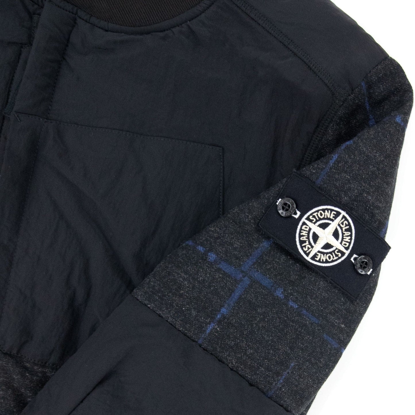 Stone Island House Check Wool And Nylon Jacket Dark Grey V0065