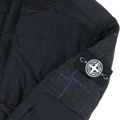 Stone Island House Check Wool And Nylon Jacket Dark Grey V0065