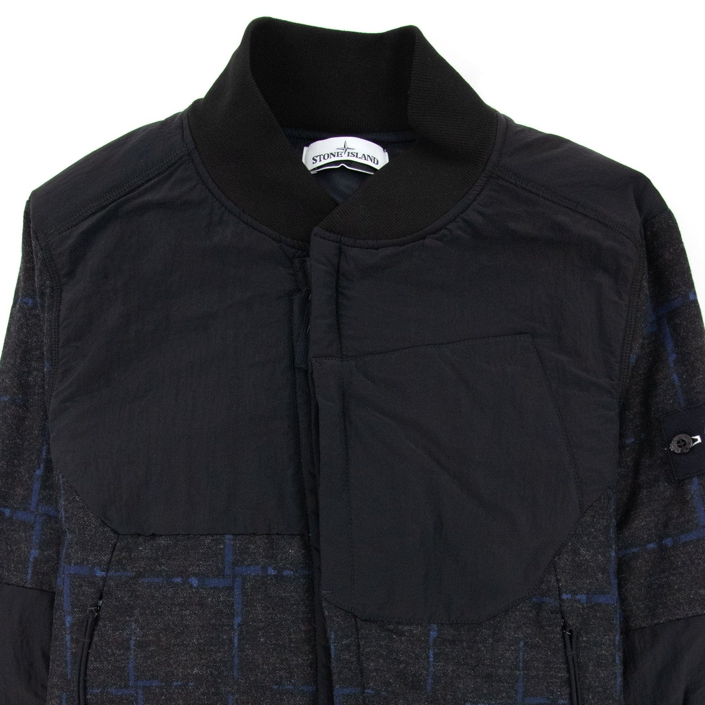 Stone Island House Check Wool And Nylon Jacket Dark Grey V0065