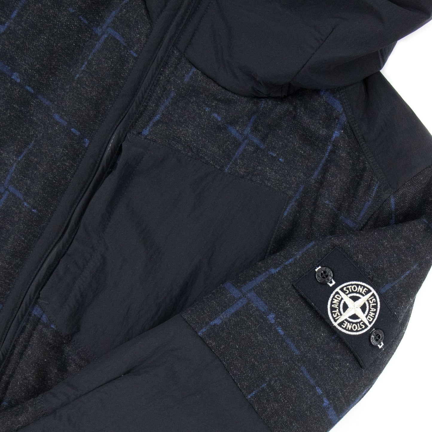 Stone Island House Check Wool & Nylon Jacket Dark Grey V0065