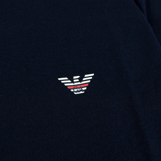 Emporio Armani Eagle Front &amp; Back Logo T Shirt Navy
