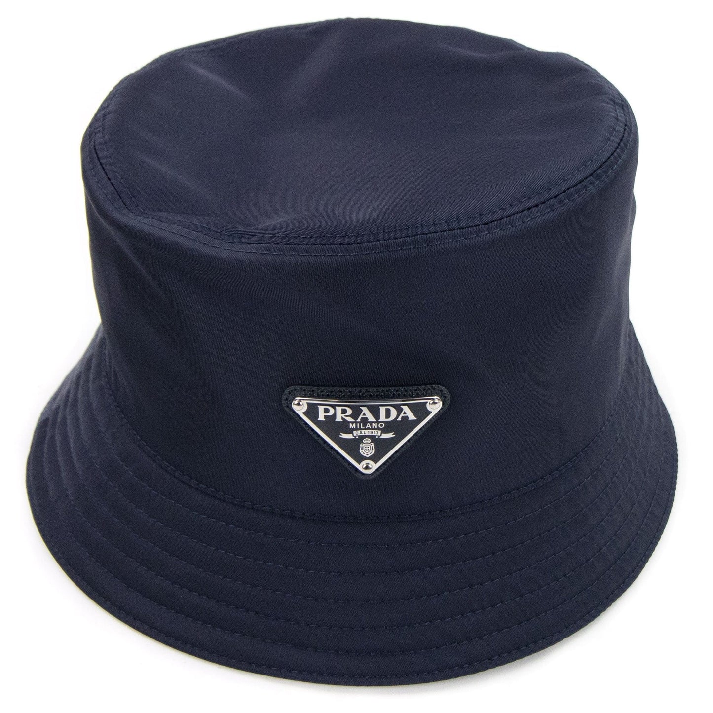 Prada Nylon Logo Bucket Hat Blue