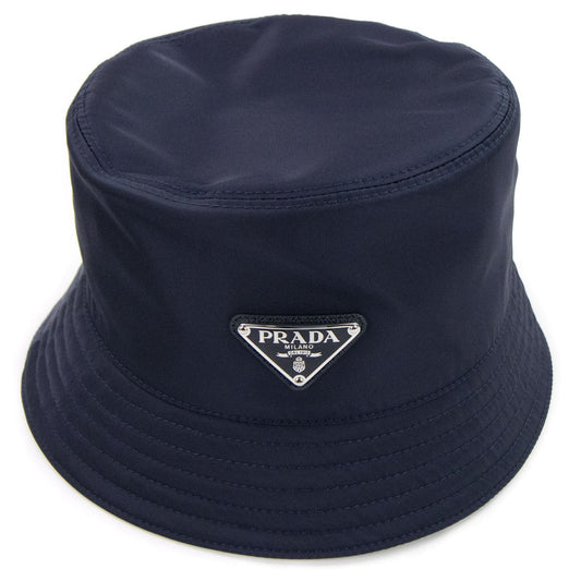 Prada Nylon Logo Bucket Hat Blue