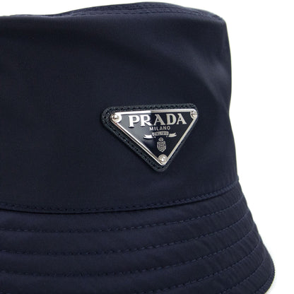Prada Nylon Logo Bucket Hat Blue
