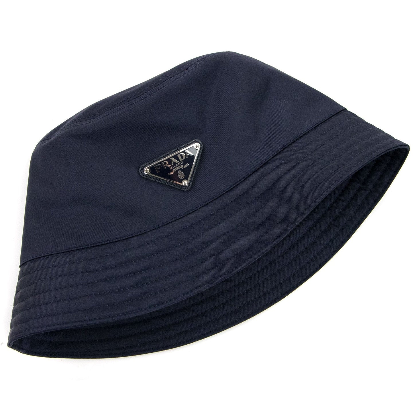 Prada Nylon Logo Bucket Hat Blue