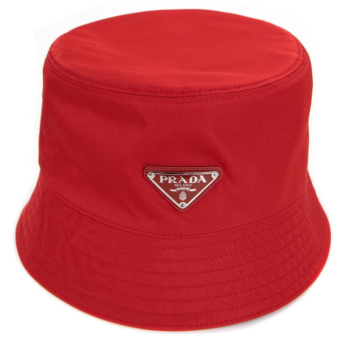 Prada Nylon Logo Bucket Hat Rosso