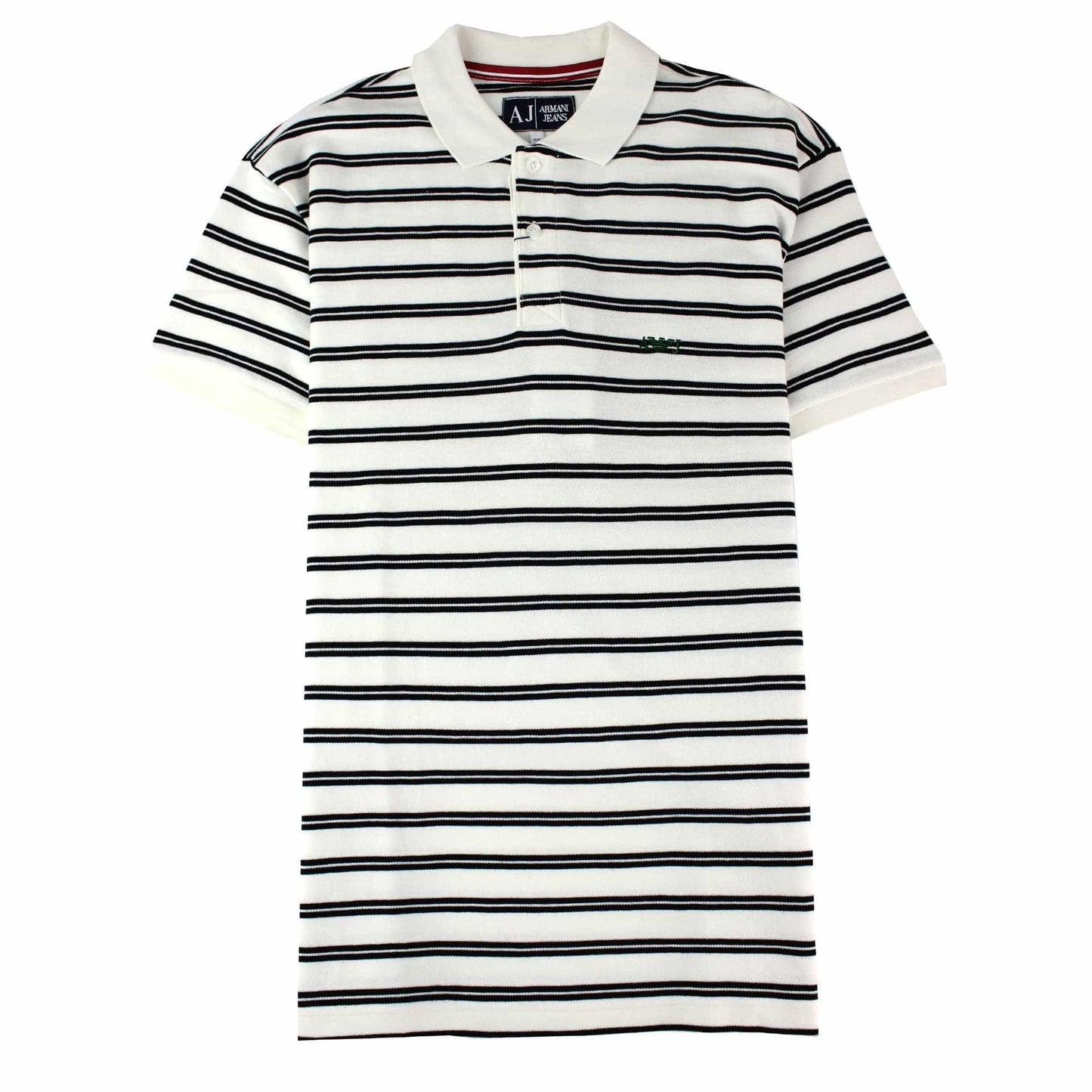Armani Jeans Embroidered Logo Stripe Polo White
