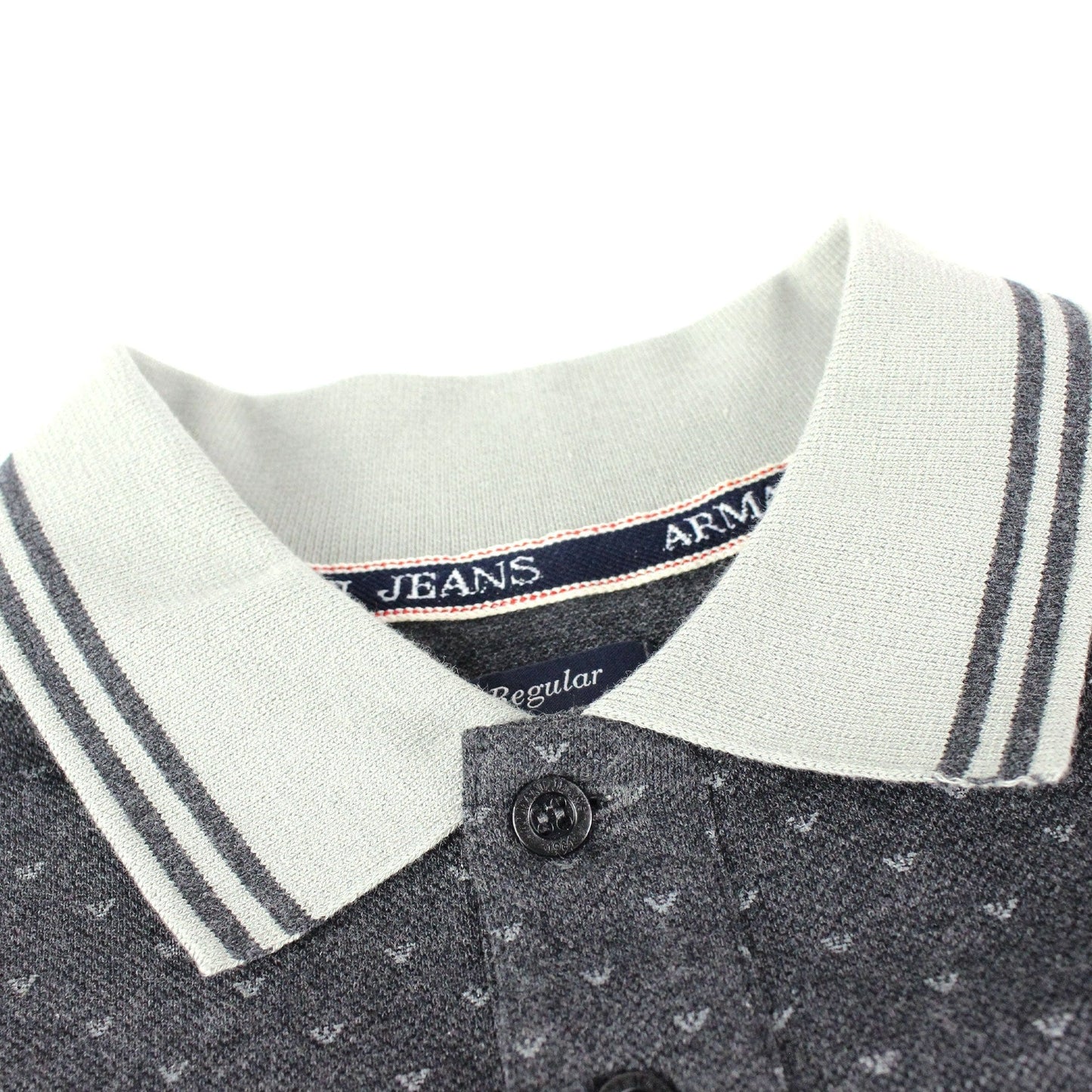 Armani Jeans All Over Print Logo S/s Polo Grigio