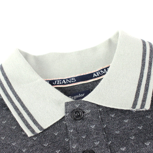 Armani Jeans All Over Print Logo S/s Polo Grigio