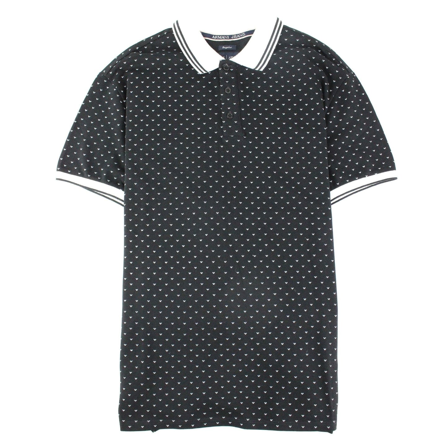 Armani Jeans All Over Print Logo S/s Polo Black