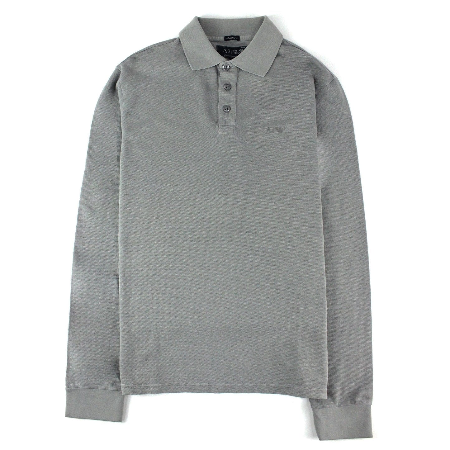 Armani Jeans Aj Eagle Logo Long Sleeve Polo Shirt Grigio Grey