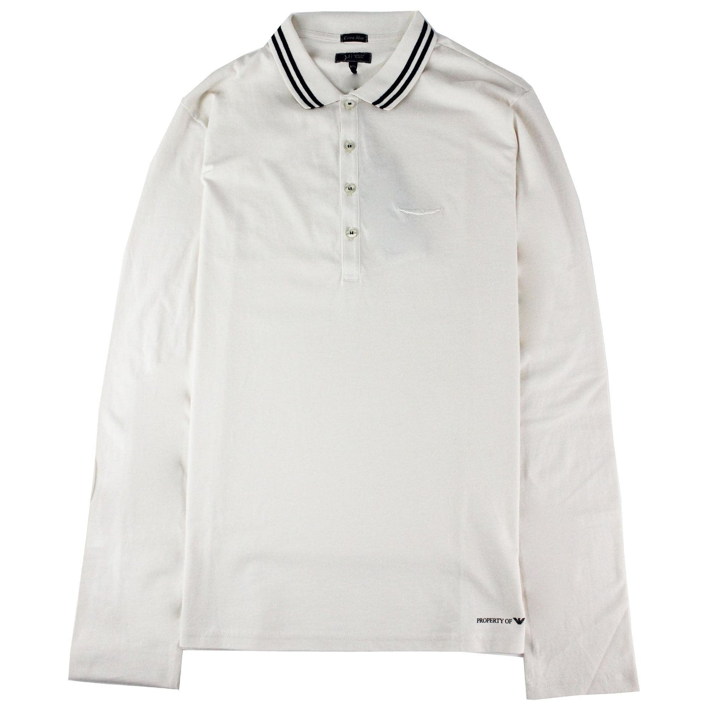 Armani Jeans Embroidered Logo Extra Slim L/s Polo Off White