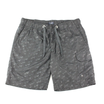 Armani Jeans All Over Logo Print Swim Shorts Dark Navy