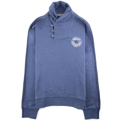 Armani Jeans 3 Buttons Rubber Logo Sweatshirt Navy Blue