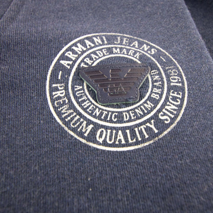 Armani Jeans 3 Buttons Rubber Logo Sweatshirt Navy Blue