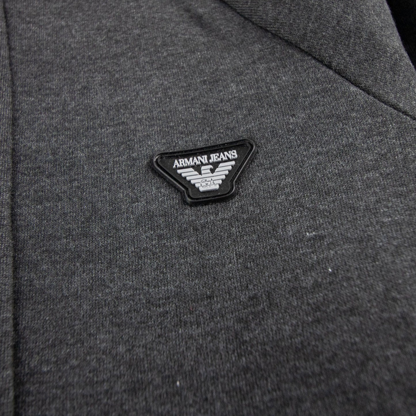 Armani Jeans Logo Zip Up Hoodied Sweatshirt Melange Grigio