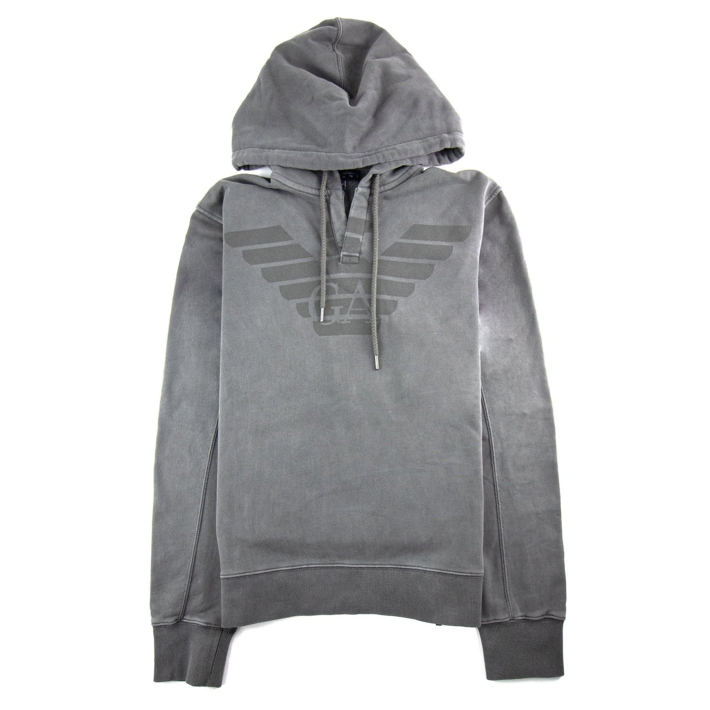 Emporio Armani Eagle Printed Logo Hoodied Sweatshirt Argento