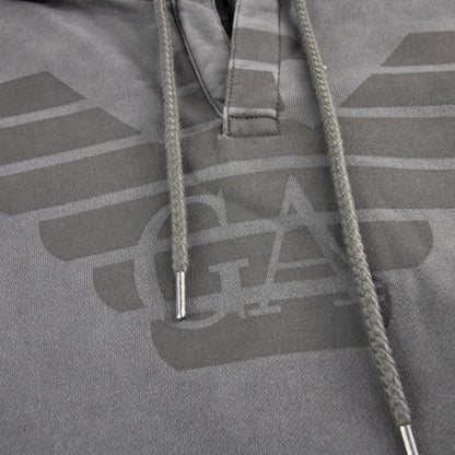 Emporio Armani Eagle Printed Logo Hoodied Sweatshirt Argento