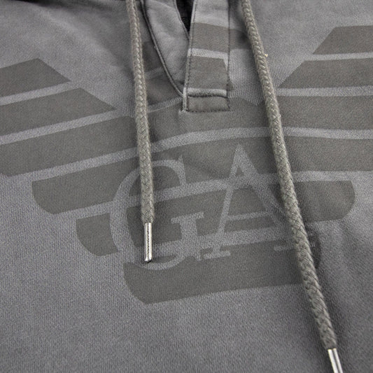Emporio Armani Eagle Printed Logo Hoodied Sweatshirt Argento