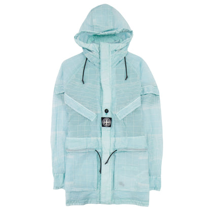 Stone Island 42999 Reflective Grid On Lamy-tc Parka Aqua V0044
