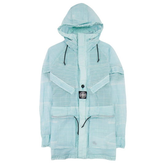Stone Island 42999 Reflective Grid On Lamy-tc Parka Aqua V0044