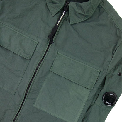 CP Company Taylon L Zip Up Nylon Overshirt Green 668