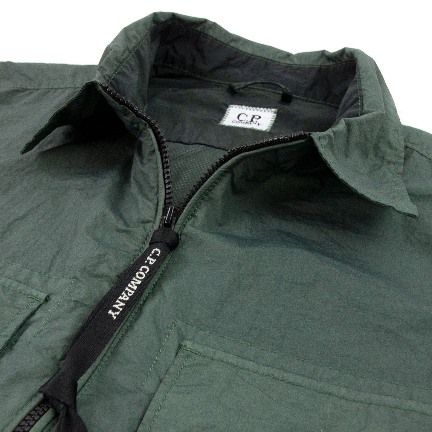 CP Company Taylon L Zip Up Nylon Overshirt Green 668