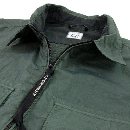 CP Company Taylon L Zip Up Nylon Overshirt Green 668