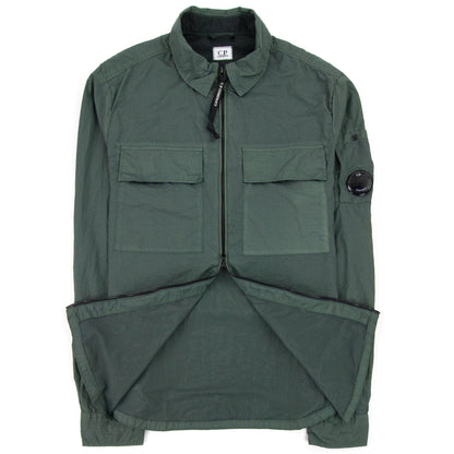 CP Company Taylon L Zip Up Nylon Overshirt Green 668