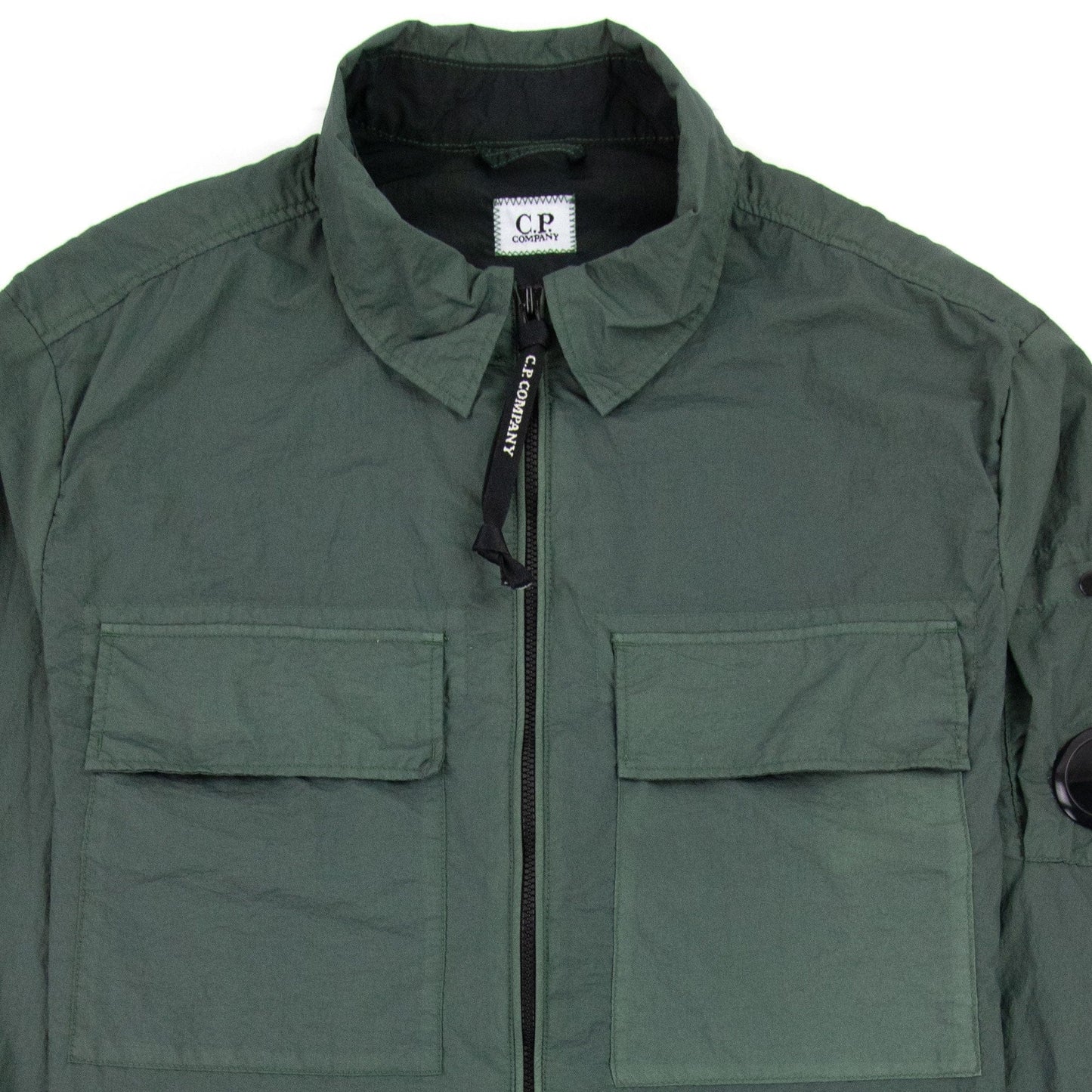 CP Company Taylon L Zip Up Nylon Overshirt Green 668