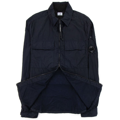 CP Company Arm Lens Zip Up Nylon Overshirt Navy 888
