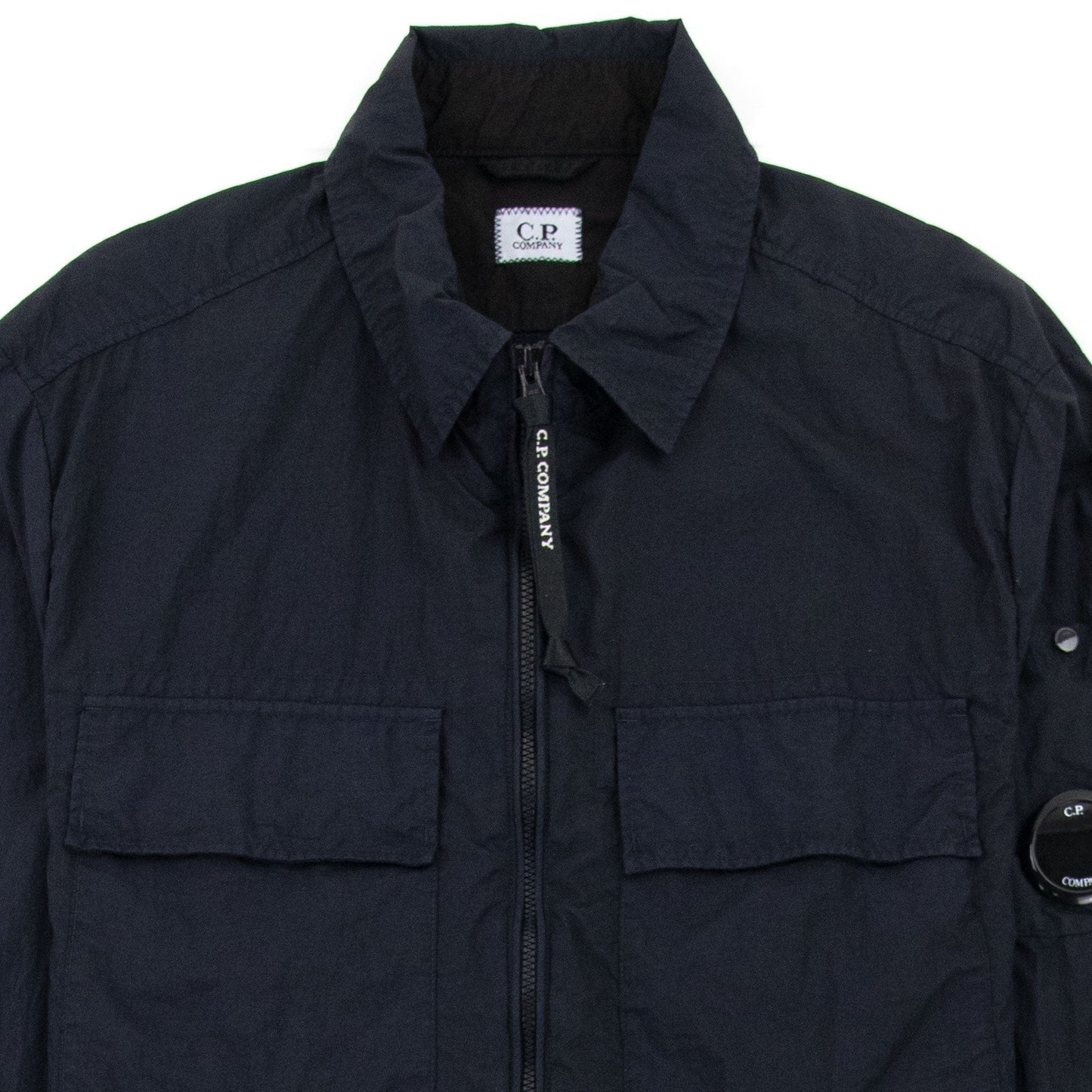 CP Company Arm Lens Zip Up Nylon Overshirt Navy 888