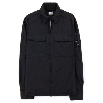 CP Company Arm Lens Zip Up Nylon Overshirt Black 999