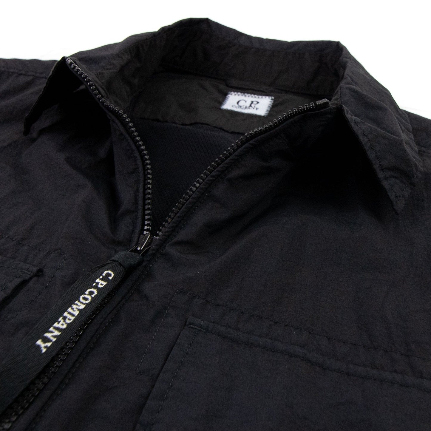 CP Company Arm Lens Zip Up Nylon Overshirt Black 999