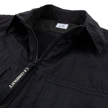 CP Company Arm Lens Zip Up Nylon Overshirt Black 999