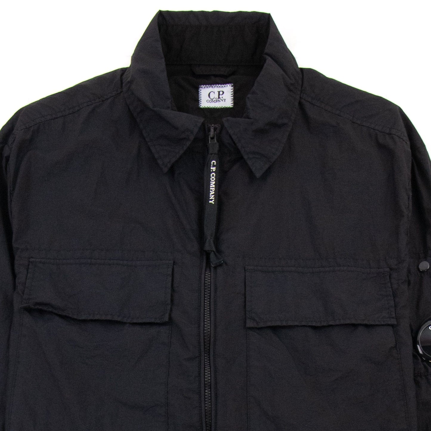 CP Company Arm Lens Zip Up Nylon Overshirt Black 999