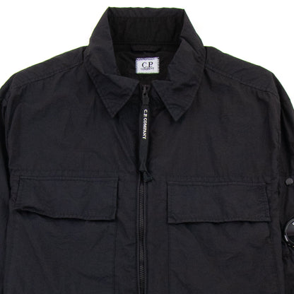 CP Company Arm Lens Zip Up Nylon Overshirt Black 999