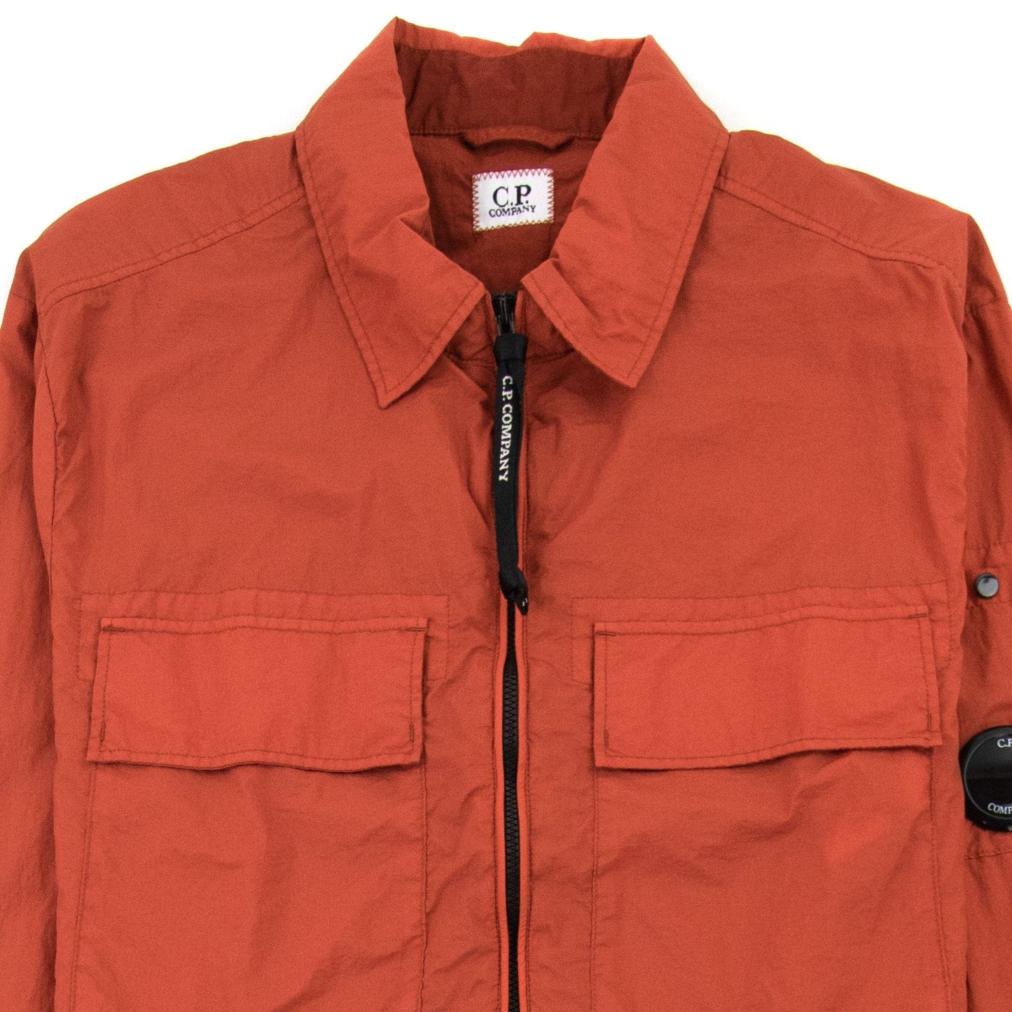 CP Company Arm Lens Zip Up Nylon Overshirt Orange 468