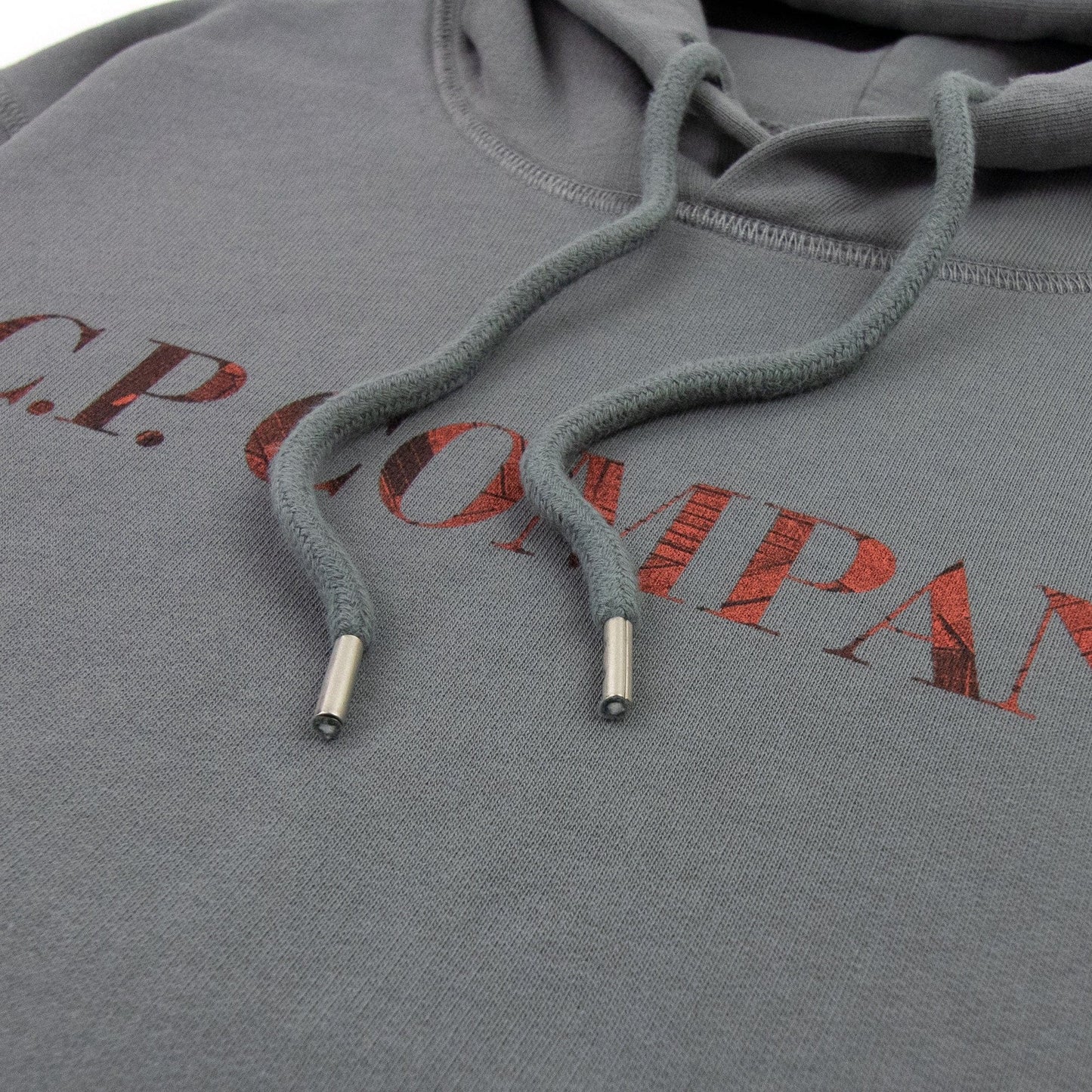 Cp Company Logo Print Hoodied Sweatshirt Grey 938