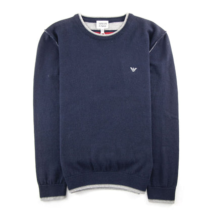 Armani Junior Crewneck Knitted Sweatshirt Navy