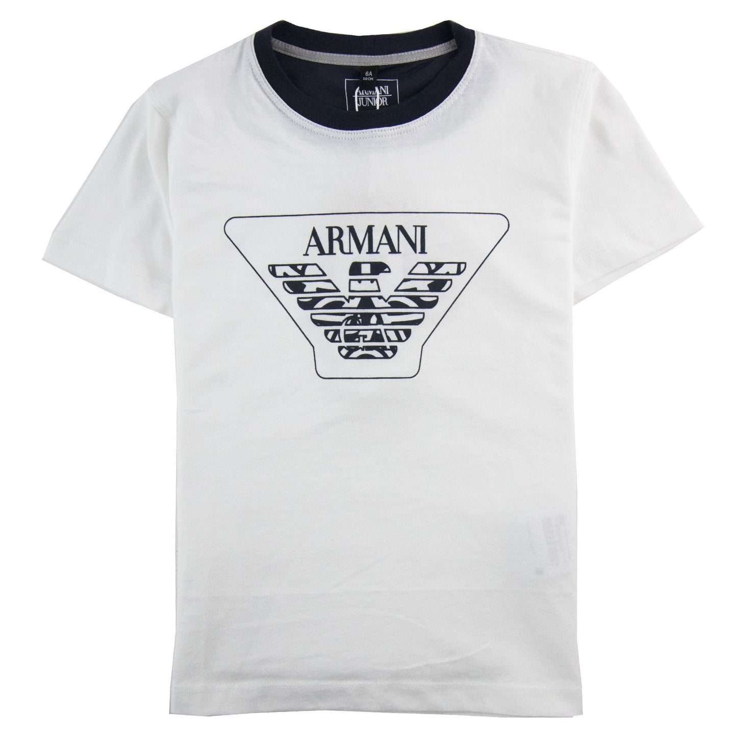 Armani Junior Big Eaagle Logo T Shirt Bianco