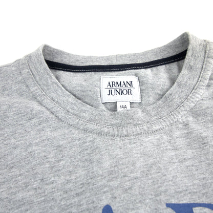 Armani Junior Logo Print L/s T Shirt Grey/Blue