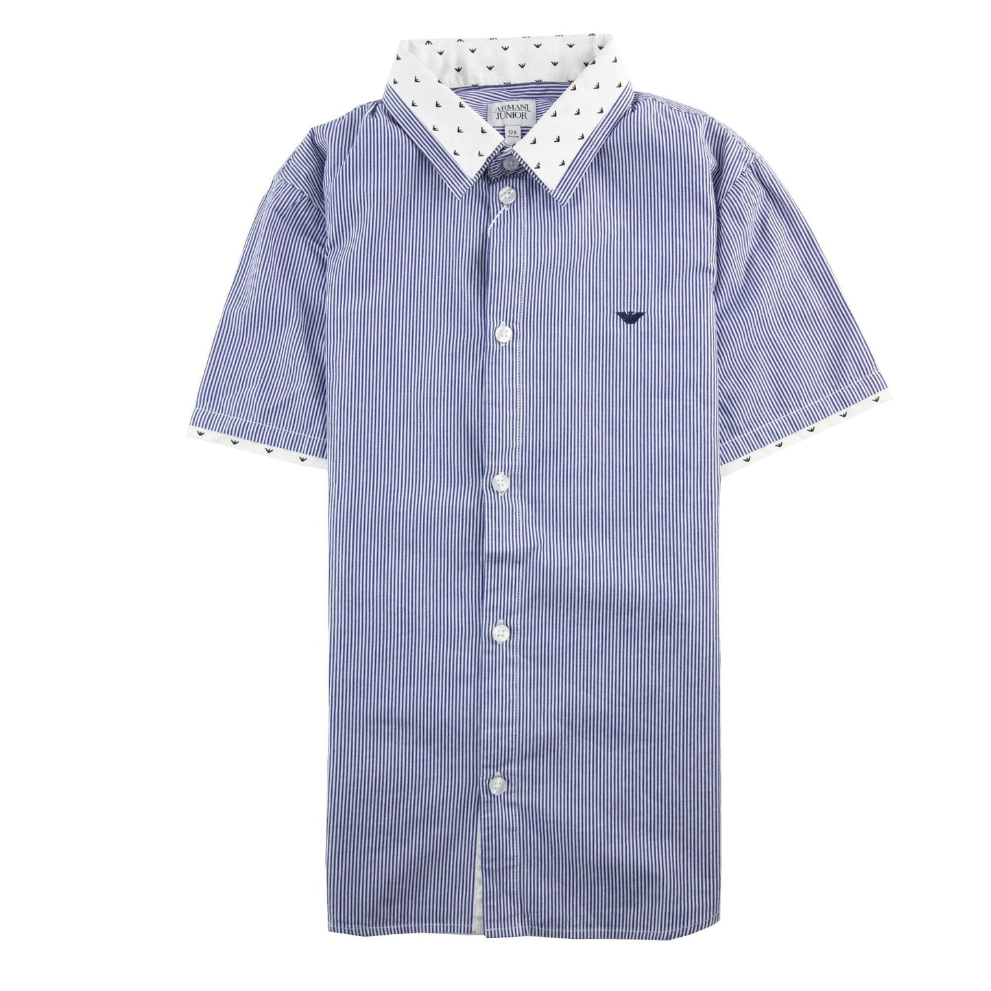 Armani Junior Embossed Logo Stripe S/s Shirt Baby Blue