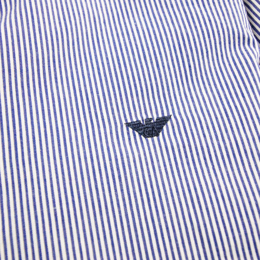 Armani Junior Embossed Logo Stripe S/s Shirt Baby Blue